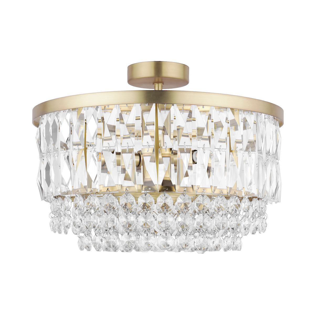 Laura Ashley Rhosill 3 Light Semi Flush Glass & Antique Brass