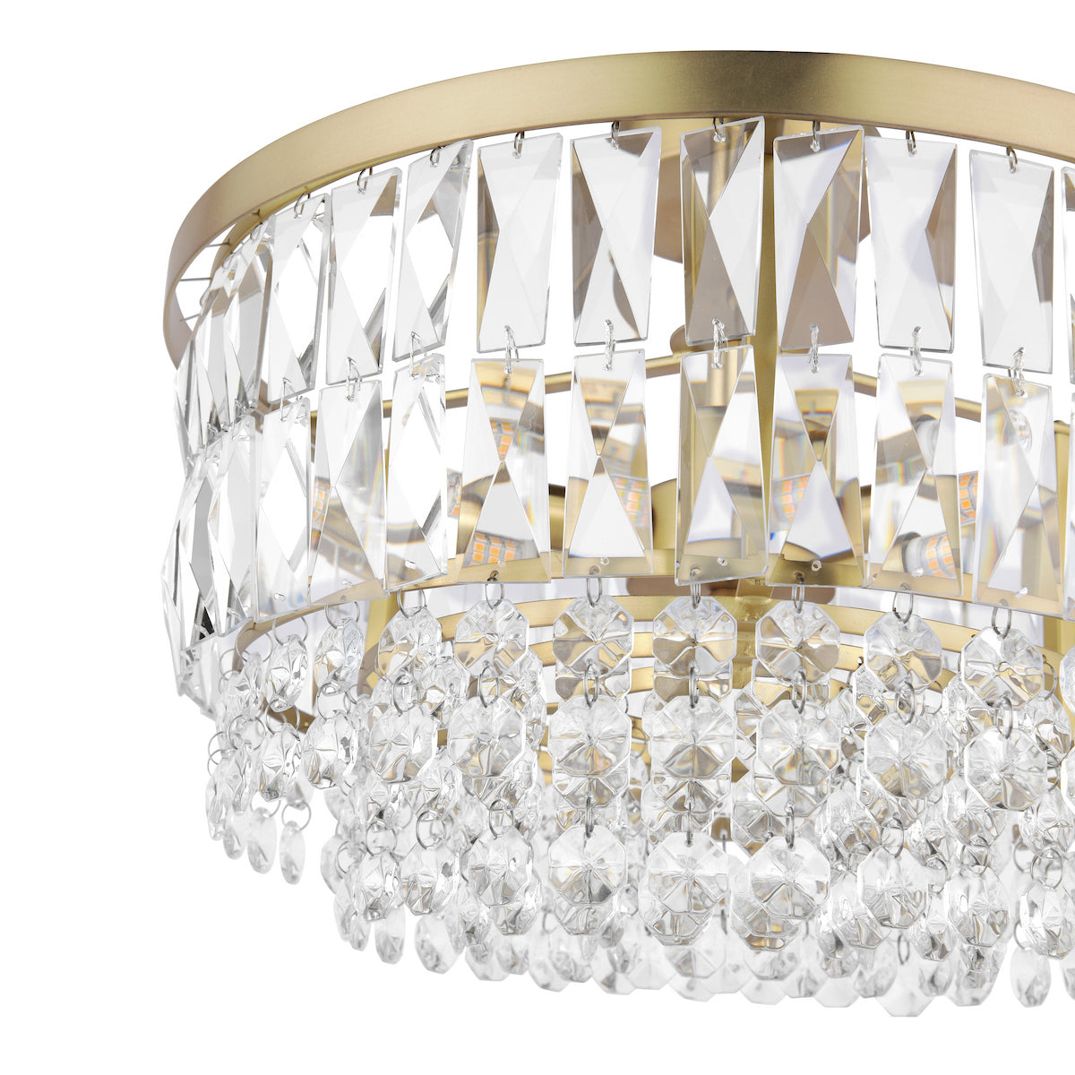 Laura Ashley Rhosill 3 Light Semi Flush Glass & Antique Brass