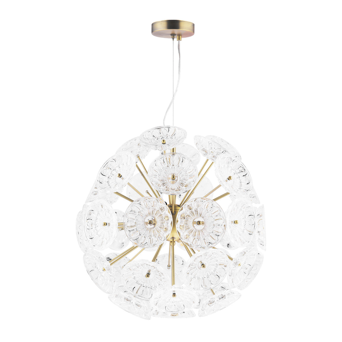 Laura Ashley Elwick 6 Light Pendant Textured Glass & Antique Brass