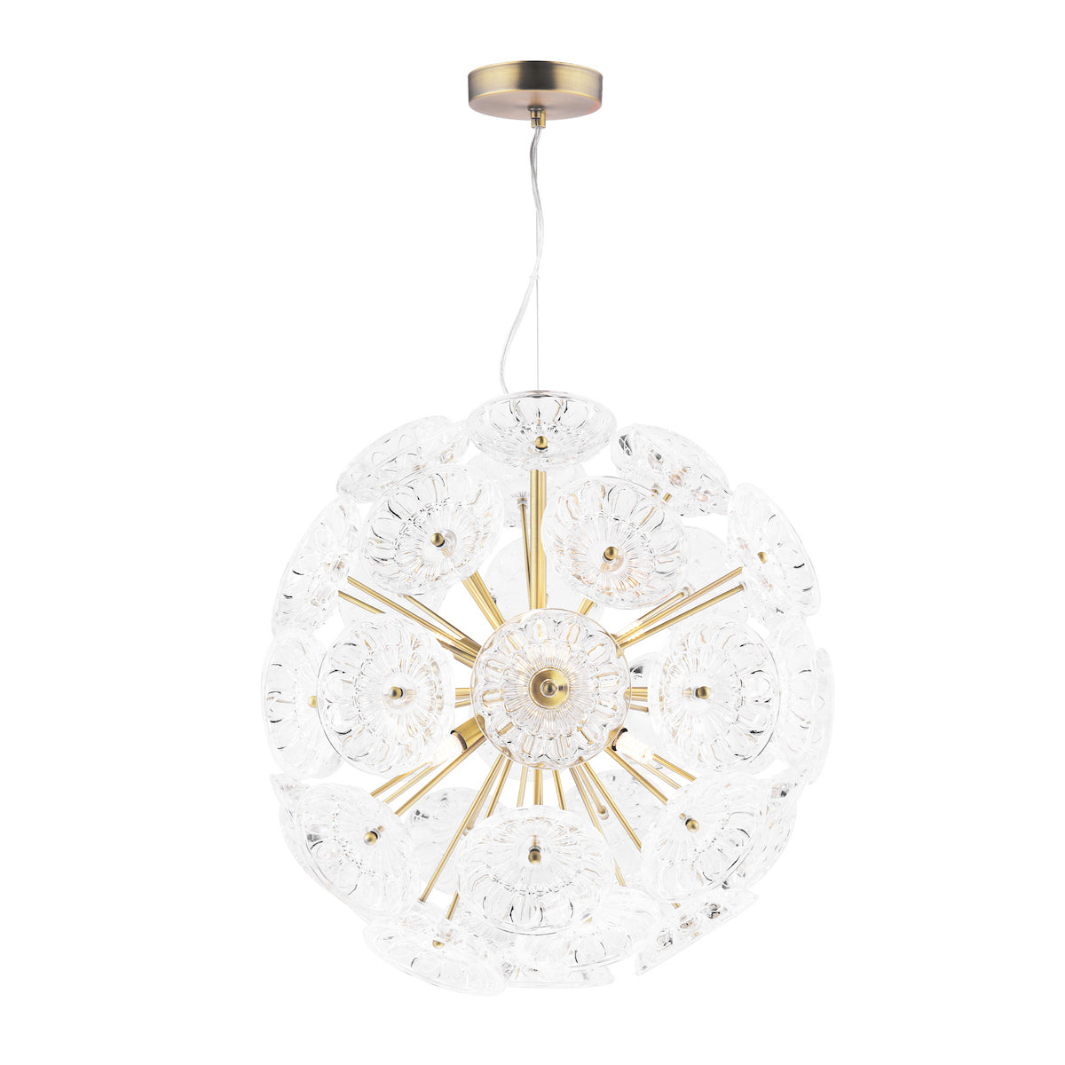 Laura Ashley Elwick 6 Light Pendant Textured Glass & Antique Brass