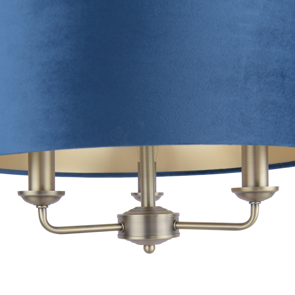 Laura Ashley Sorrento 3 Light Shadelier Matt Antique Brass & Blue Shade