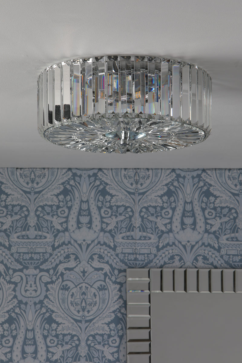 Laura Ashley Fernhurst 3 Light Flush Crystal & Polished Chrome