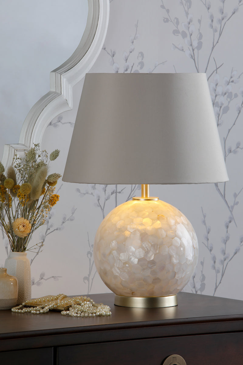 Laura Ashley Mathern Table Lamp Cream Shell & Champagne With Shade