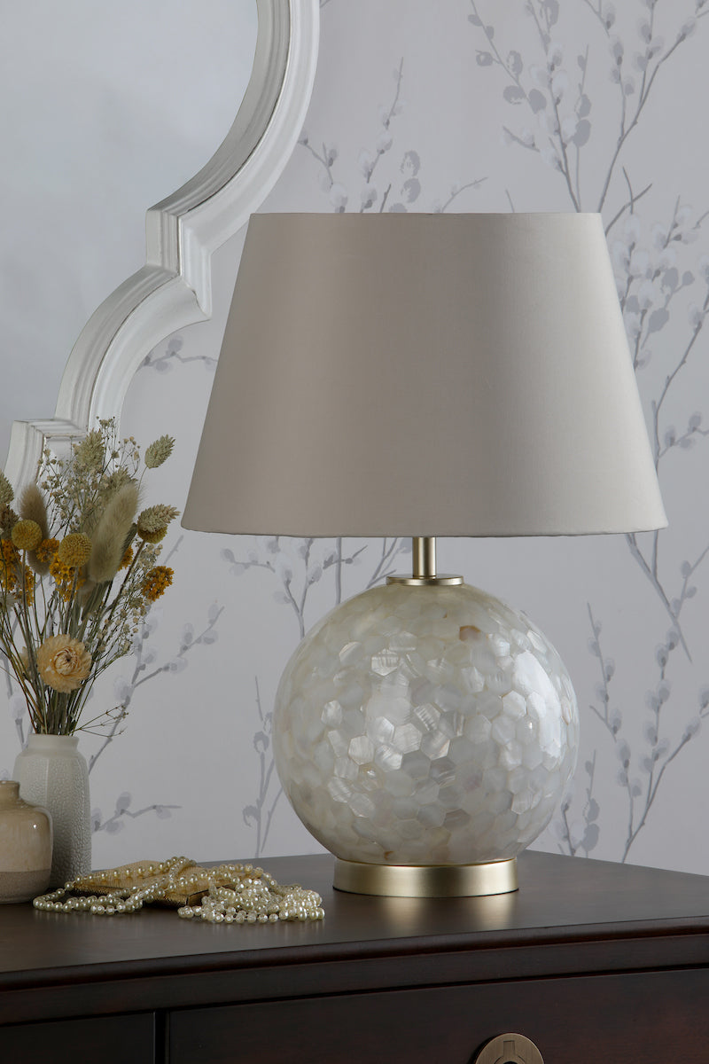 Laura Ashley Mathern Table Lamp Cream Shell & Champagne With Shade
