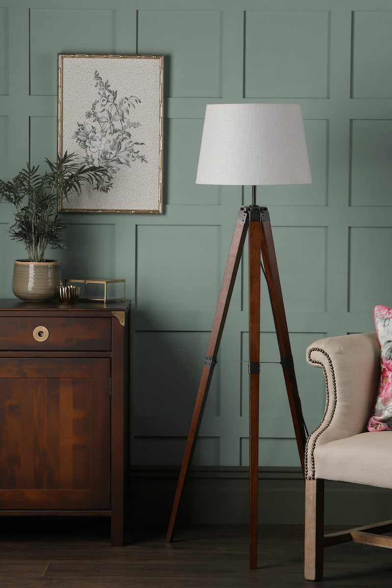 Laura Ashley Burdale Tripod Floor Lamp Dark Wood & Industrial Brass Base Only