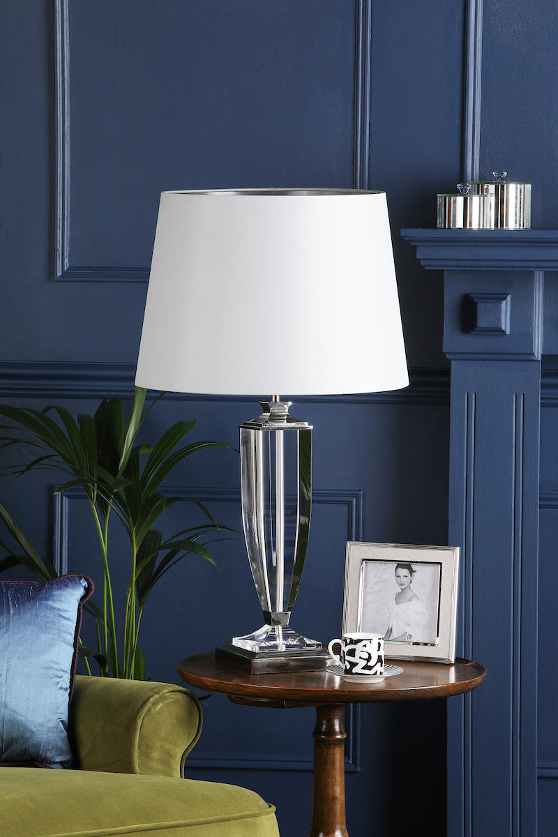Laura Ashley Emyr Silk Tapered Drum Shade Silver 40.5cm/16 Inch