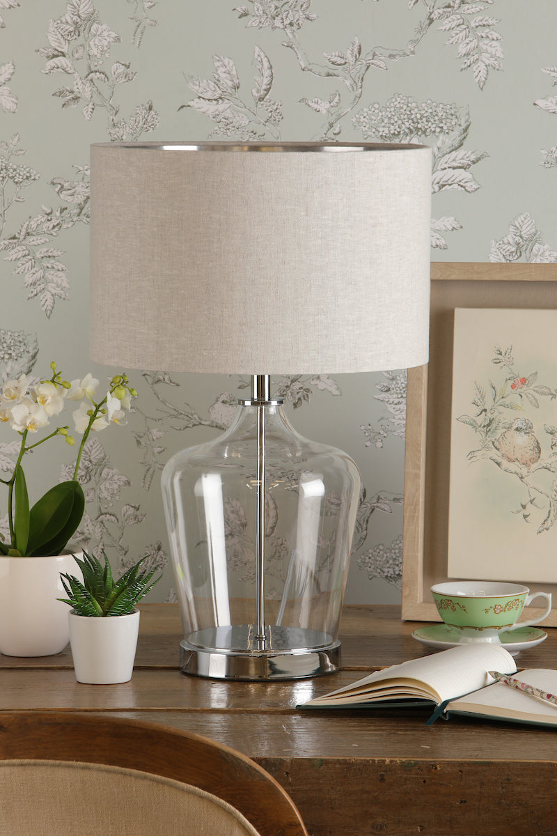 Laura Ashley Ockley Touch Table Lamp Polished Chrome & Glass With Shade