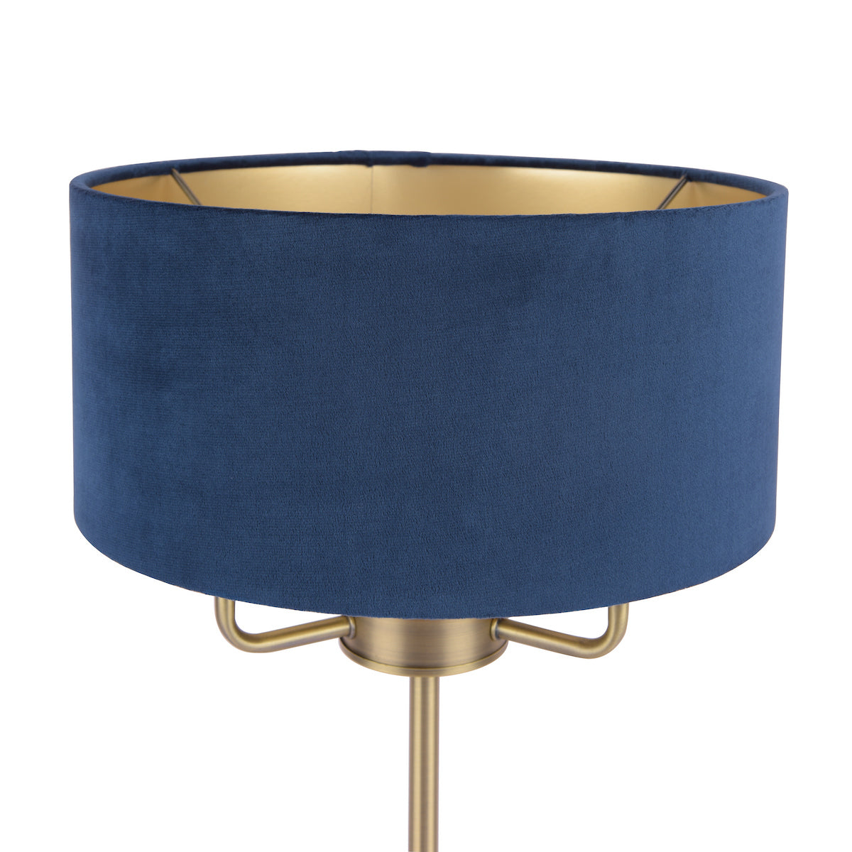 Laura Ashley Sorrento 3 Light Table Lamp Antique Brass & Blue Shade