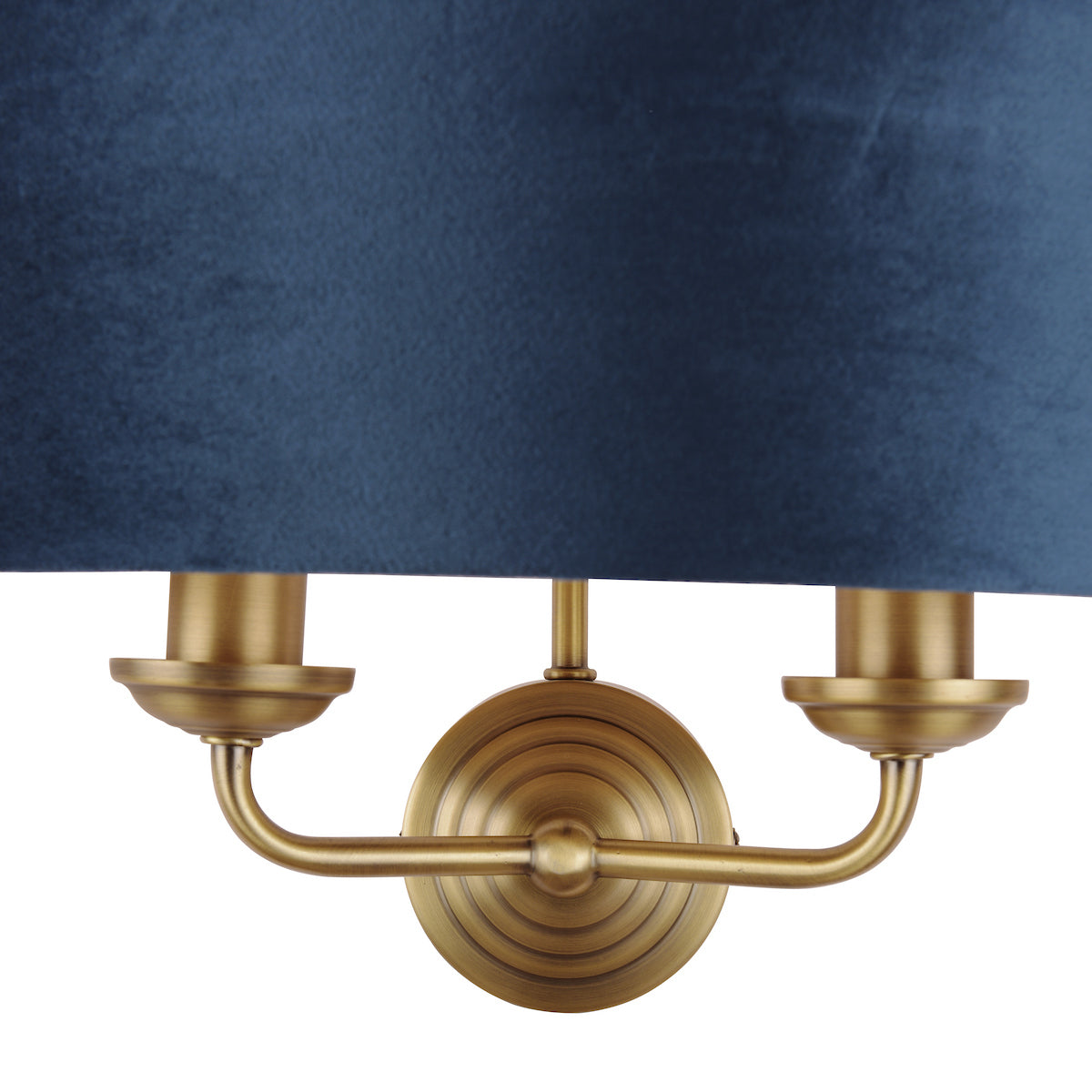 Laura Ashley Sorrento 2 Light Wall Light Matt Antique Brass & Blue Shade