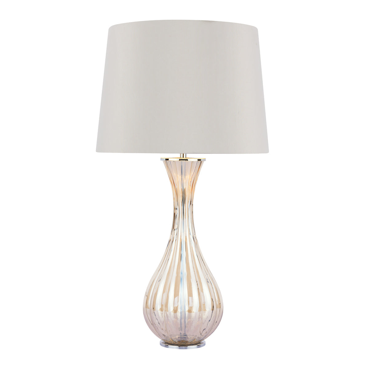 Laura Ashley Nevern Table Lamp Champagne Glass & Polished Chrome With Shade