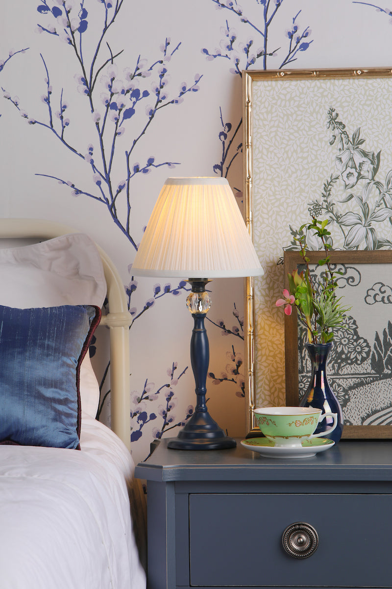 Laura Ashley Ellis Table Lamp Matt Blue & Crystal With Shade