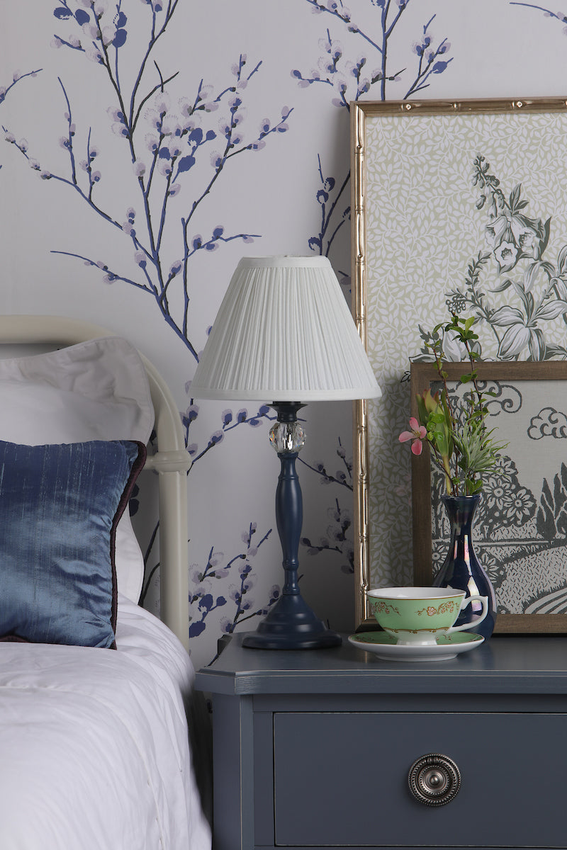 Laura Ashley Ellis Table Lamp Matt Blue & Crystal With Shade