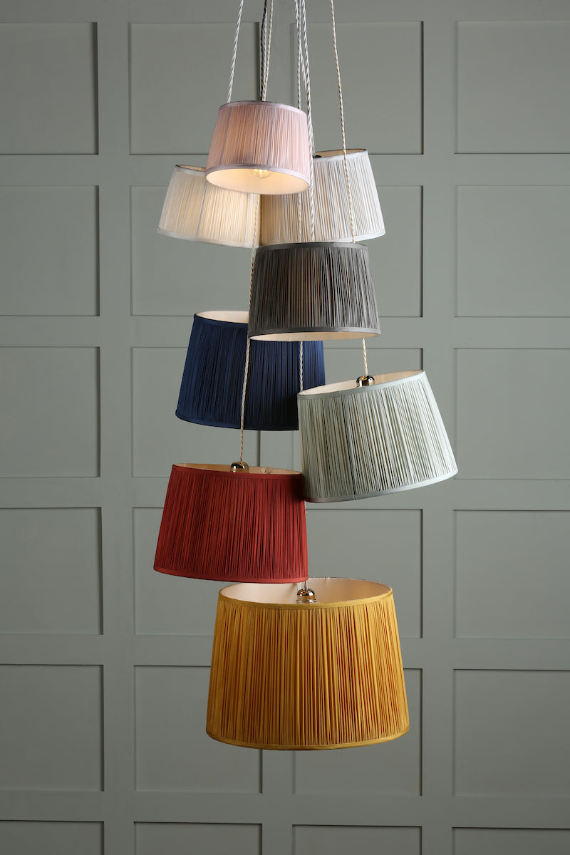 Laura Ashley Hemsley Pleated Silk Empire Drum Shade Blue 35cm/14 Inch