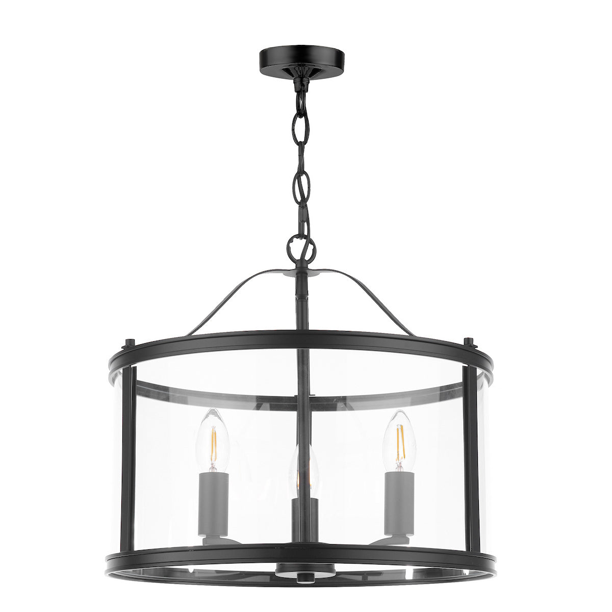 Laura Ashley Harrington 3 Light Pendant Matt Black and Glass
