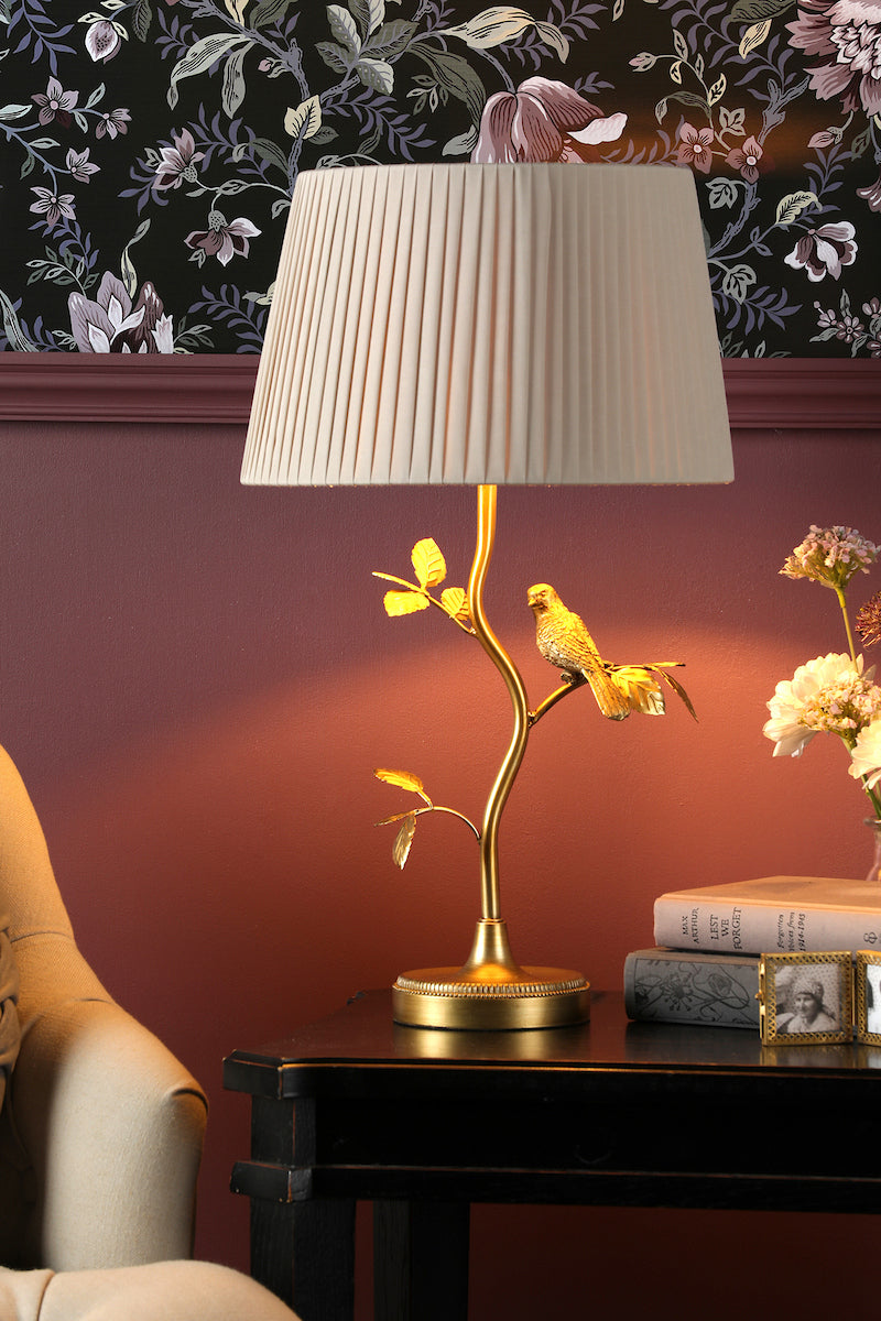 Laura Ashley Egelton Table Lamp Aged Brass and Taupe With Shade