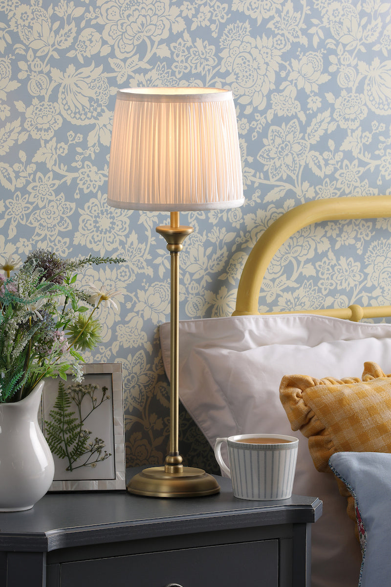 Laura Ashley Hemsley Table Lamp Antique Brass and Ivory With Shade
