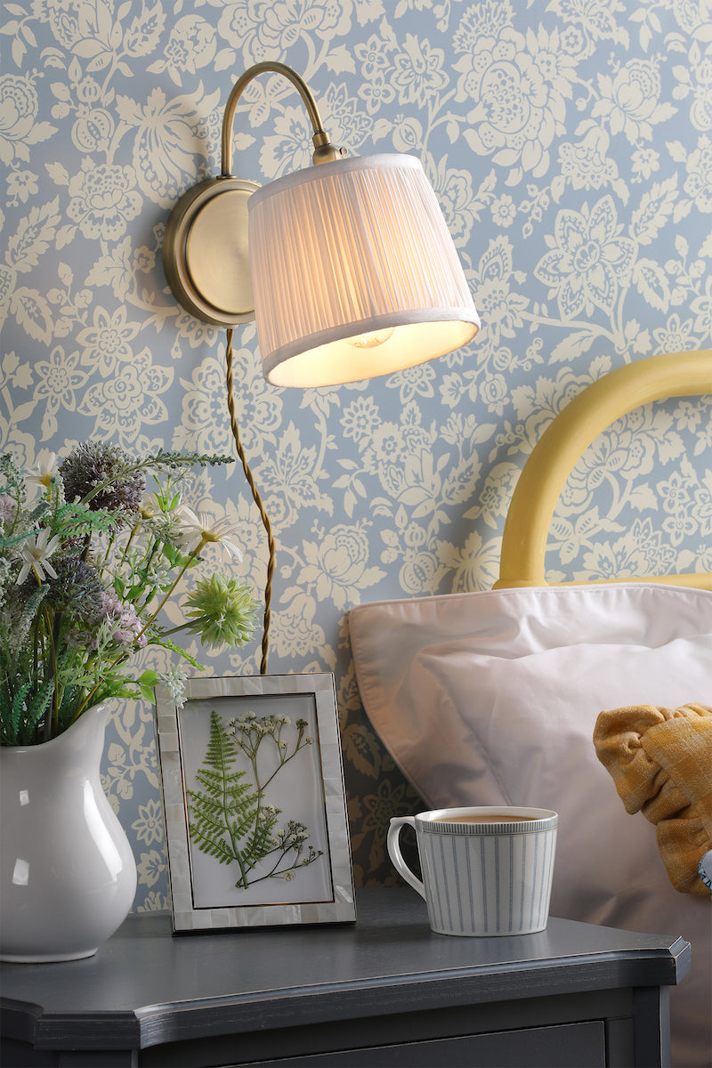 Laura Ashley Hemsley Wall Light Antique Brass and Ivory With Shade