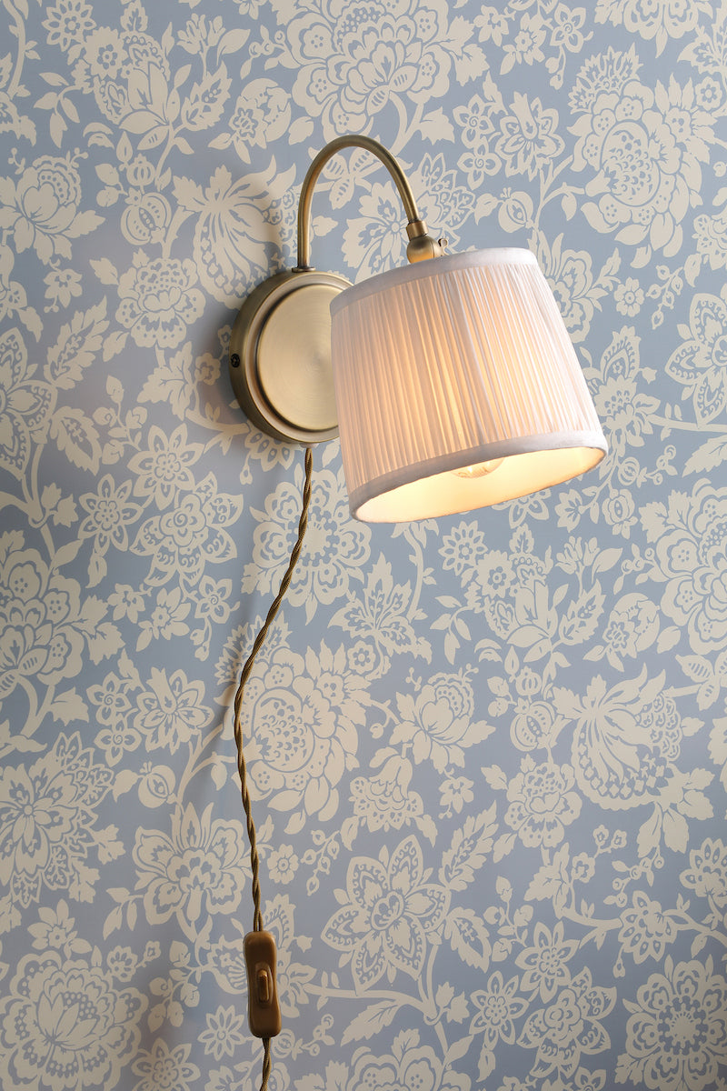 Laura Ashley Hemsley Wall Light Antique Brass and Ivory With Shade