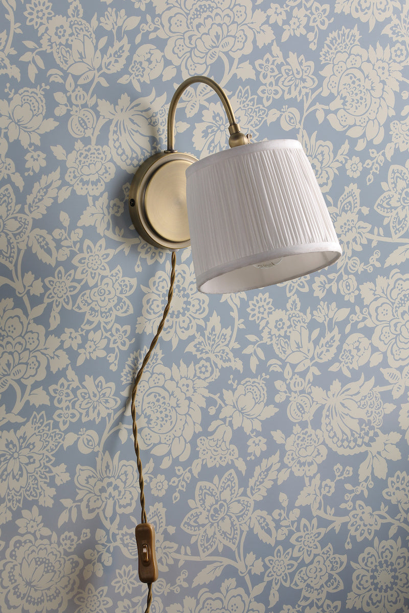 Laura Ashley Hemsley Wall Light Antique Brass and Ivory With Shade
