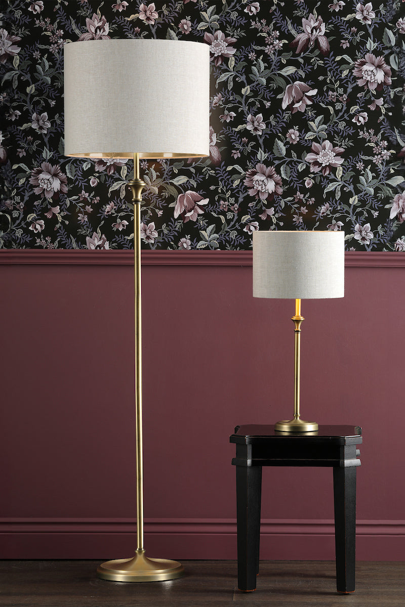 Laura Ashley Highgrove Floor Lamp Matt Antique Brass With Shade