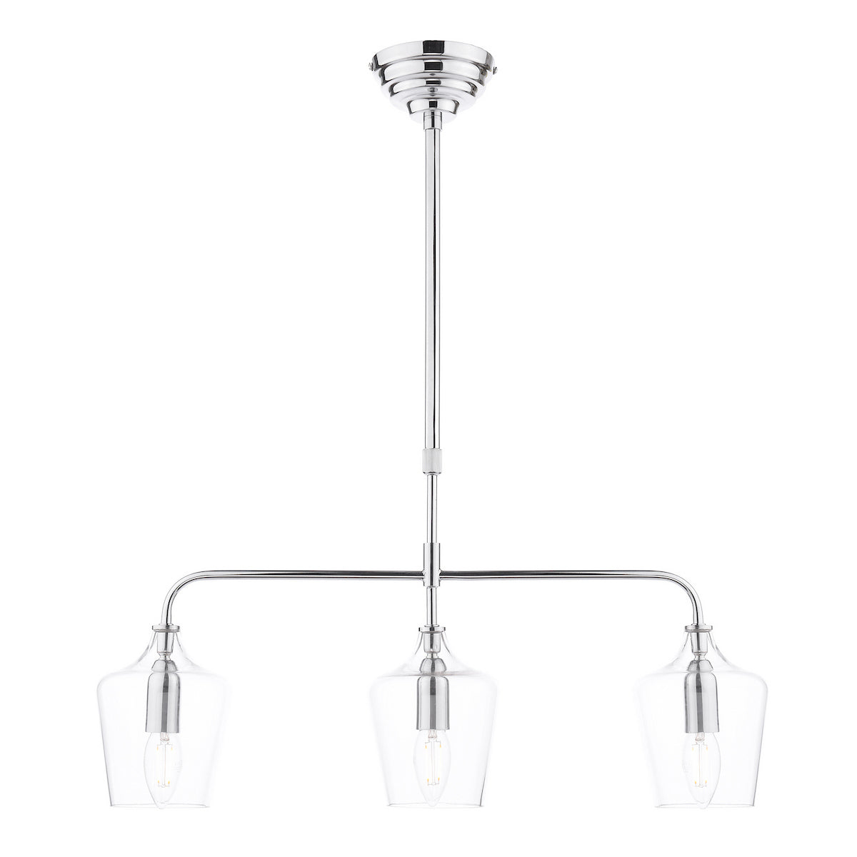 Laura Ashley Ockley 3 Light Bar Pendant Polished Chrome and Glass