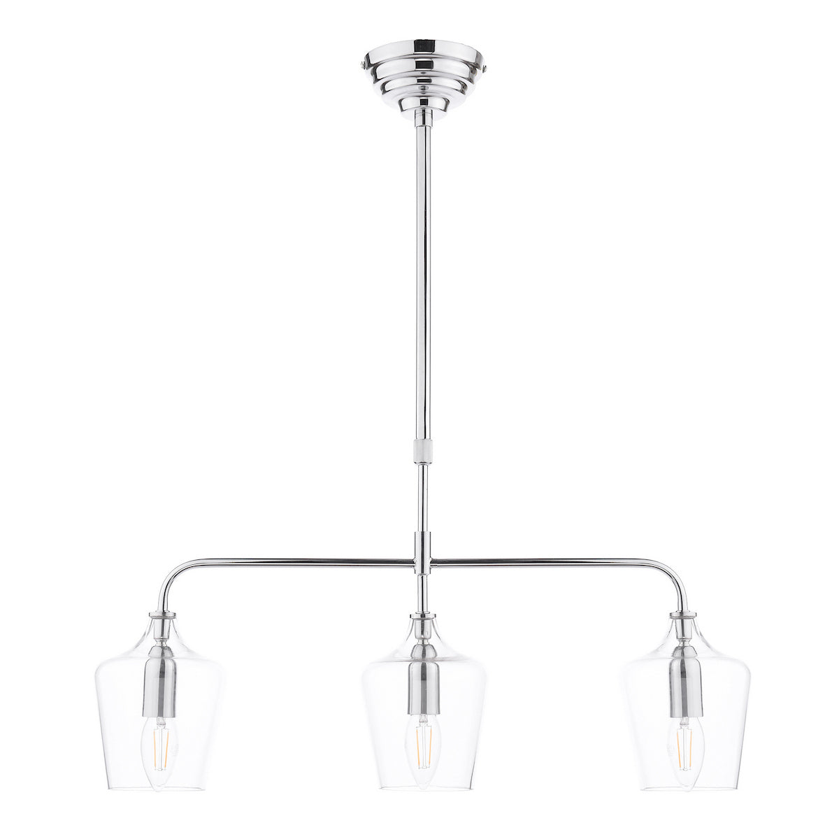Laura Ashley Ockley 3 Light Bar Pendant Polished Chrome and Glass