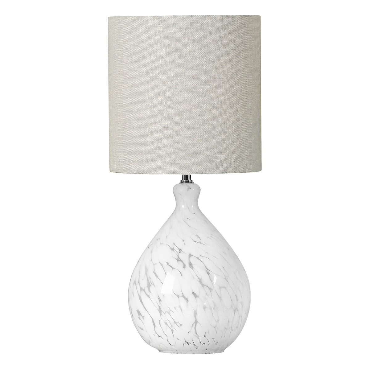 Laura Ashley Confetti Table Lamp White Art Glass and Silver With Shade