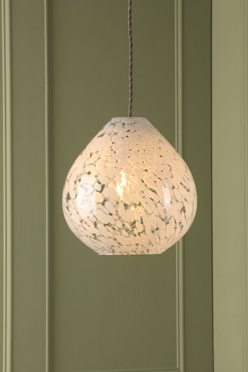 Laura Ashley Confetti Easy Fit Pendant White Art Glass and Polished Chrome