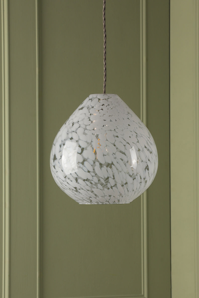 Laura Ashley Confetti Easy Fit Pendant White Art Glass and Polished Chrome