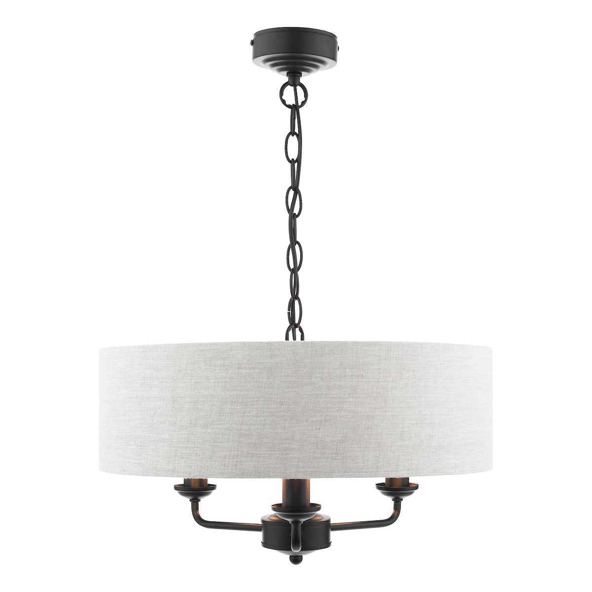 Laura Ashley Sorrento 3 Light Shadelier Matt Black and Natural With Shade