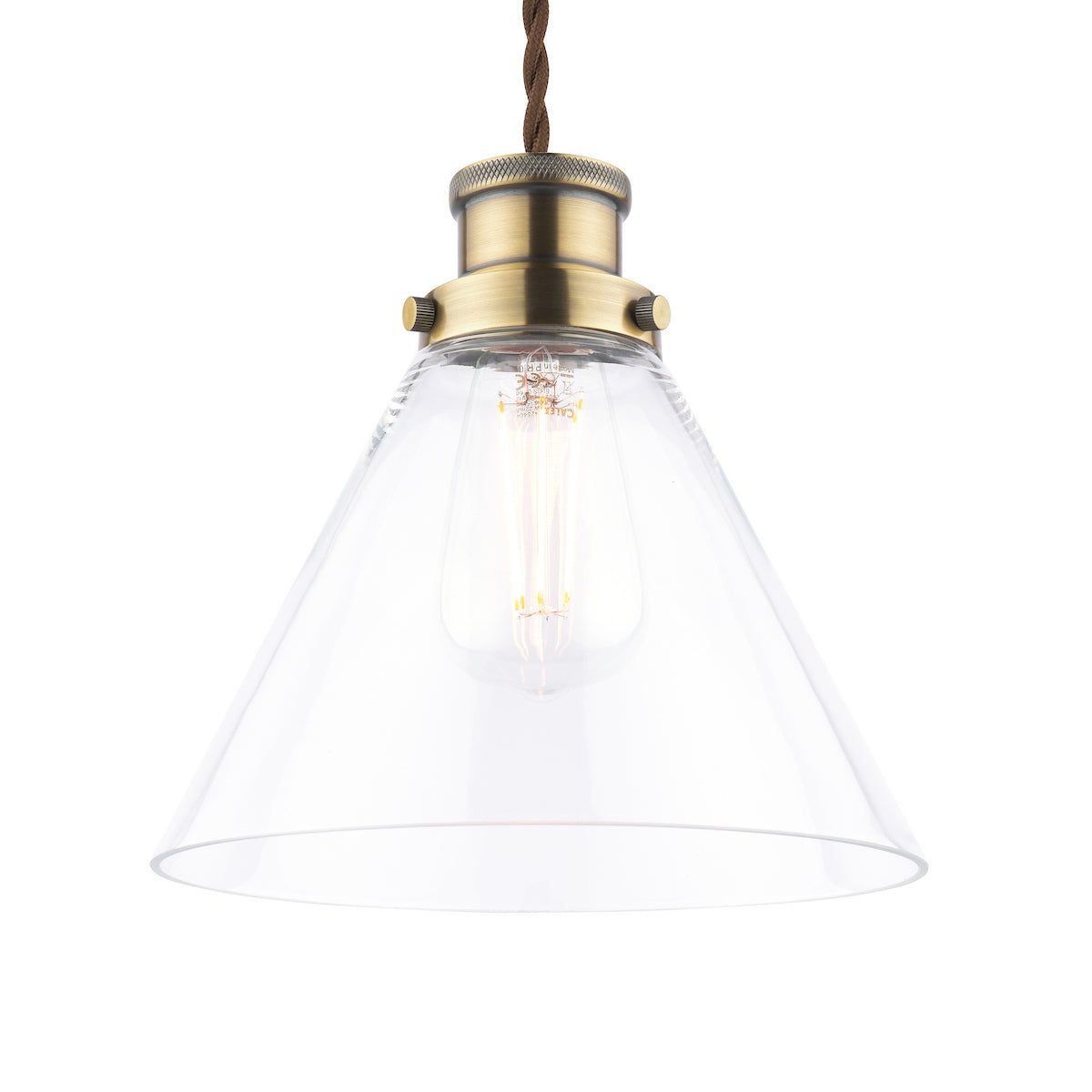 Laura Ashley Isaac Easy Fit Pendant Antique Brass and Glass