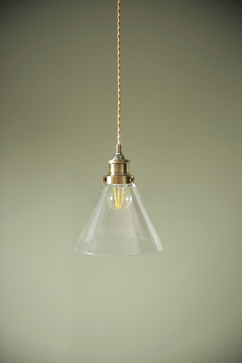 Laura Ashley Isaac Easy Fit Pendant Antique Brass and Glass