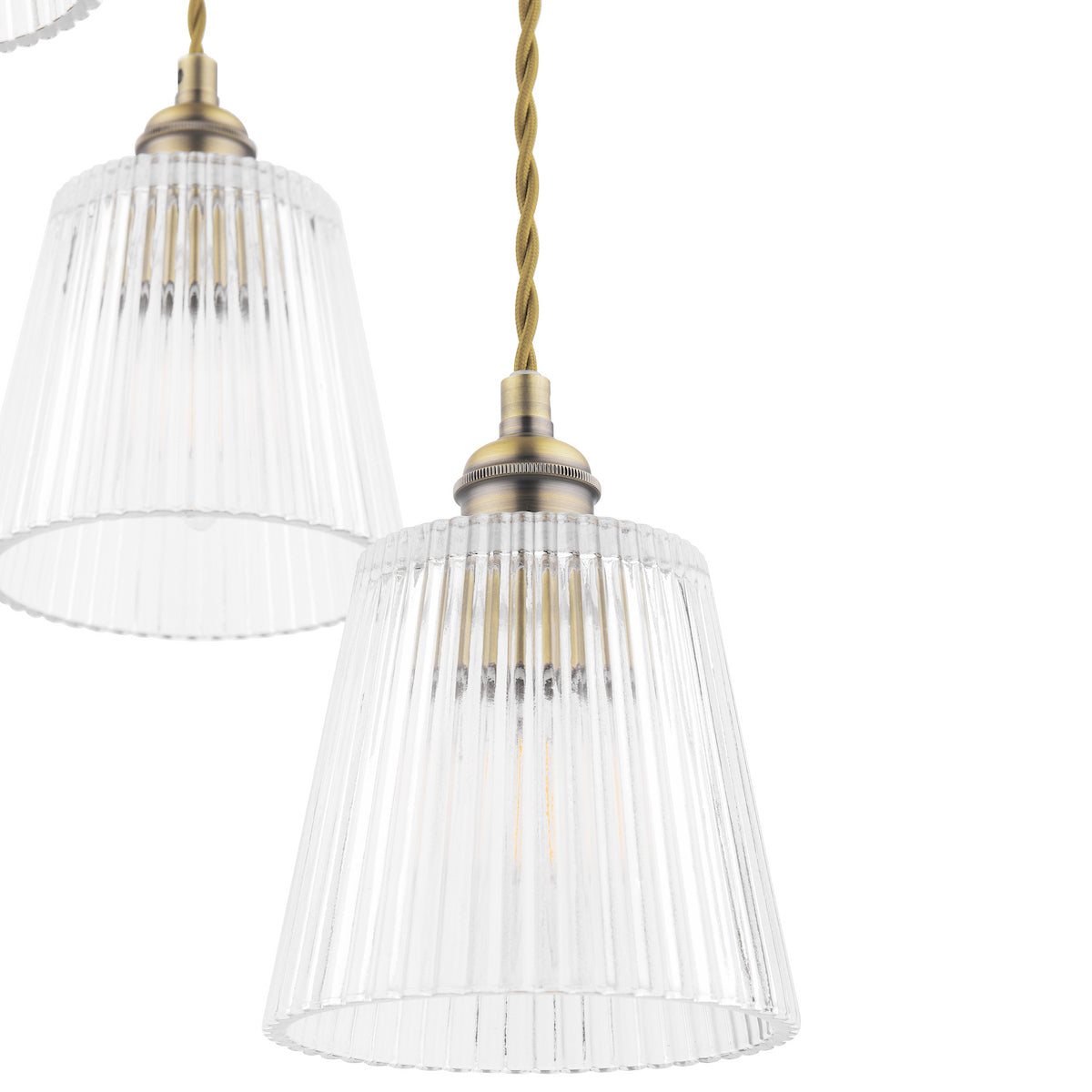 Laura Ashley Callaghan 3 Light Pendant Antique Brass and Glass