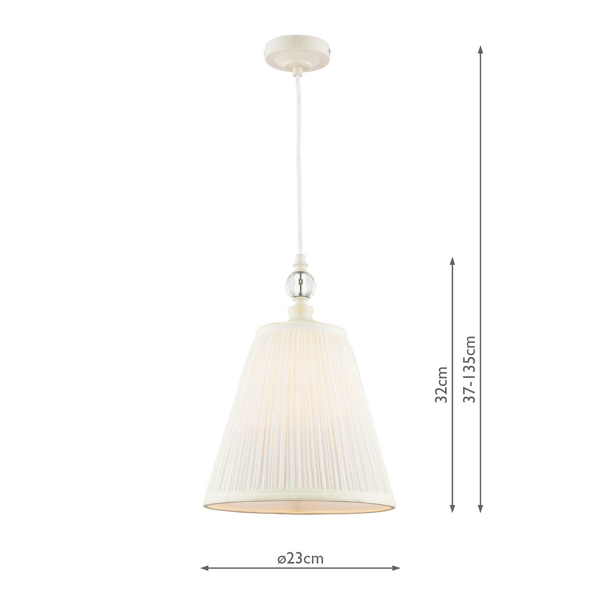 Laura Ashley Ellis Pendant Satin Cream and Crystal With Shade