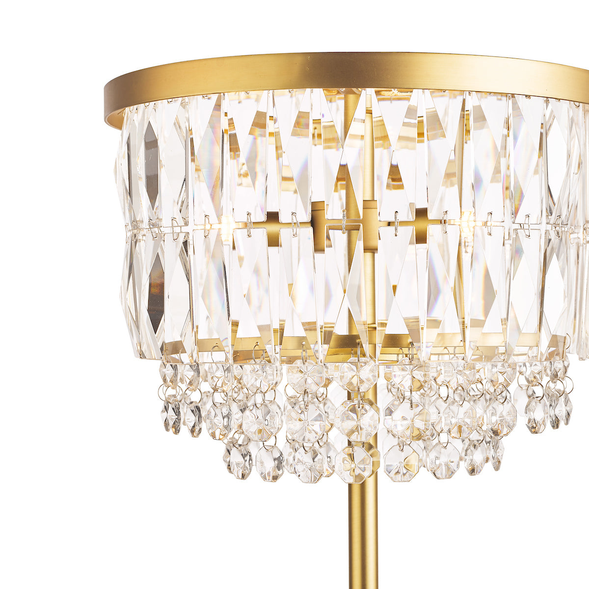 Laura Ashley Rhosill 3 Light Floor Lamp Crystal and Matt Antique Brass