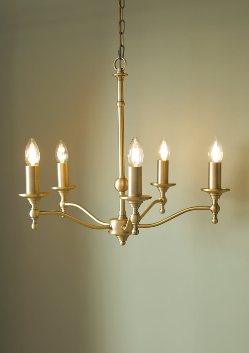 Laura Ashley Ludchurch 5 Light Armed Pendant Matt Antique Brass Fitting Only