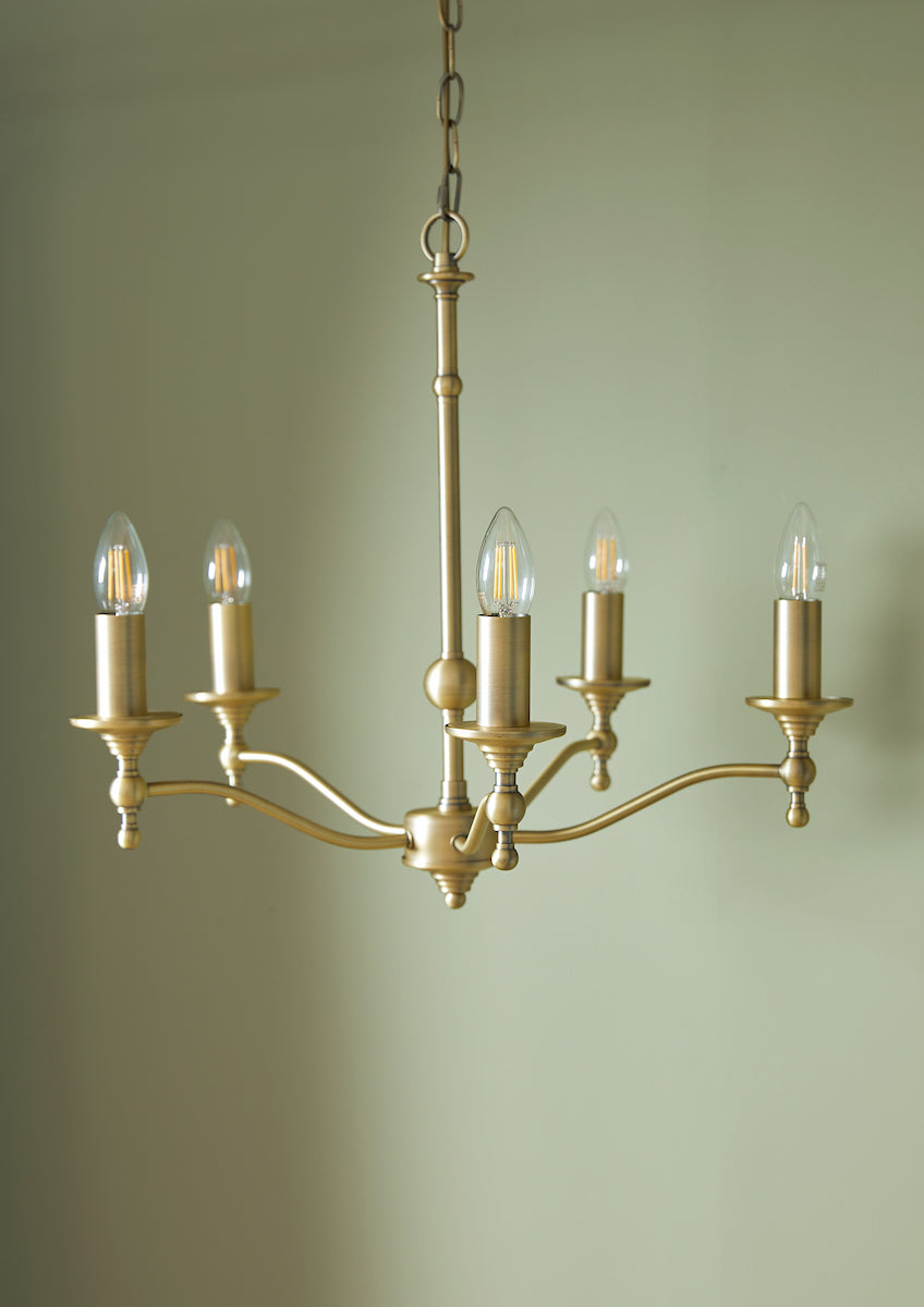Laura Ashley Ludchurch 5 Light Armed Pendant Matt Antique Brass Fitting Only