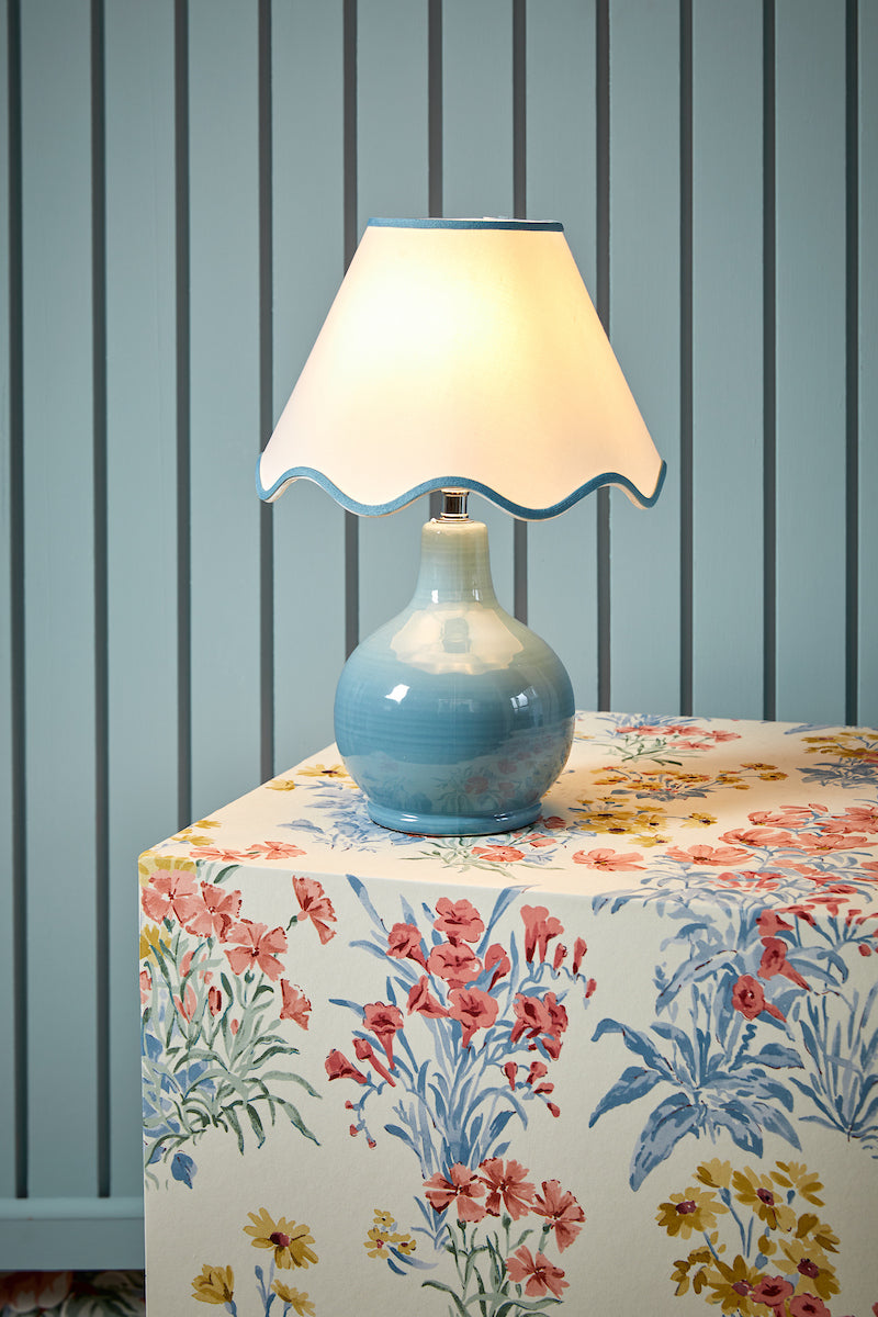 Laura Ashley Bramhope Table Lamp Blue Ceramic With Shade