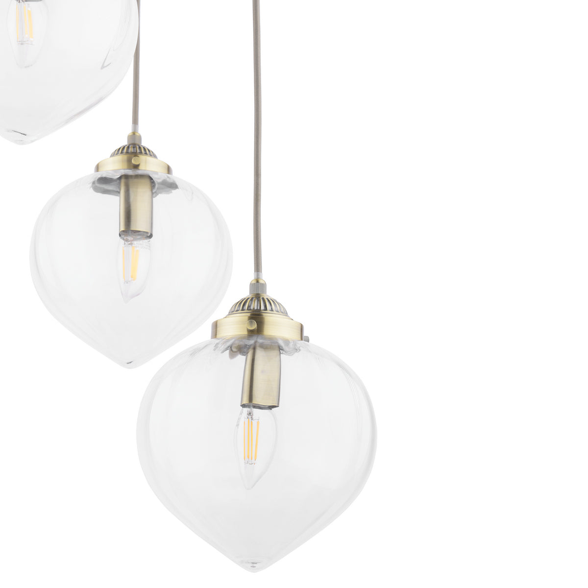 Laura Ashley Whitham 3 Light Cluster Pendant Antique Brass and Glass