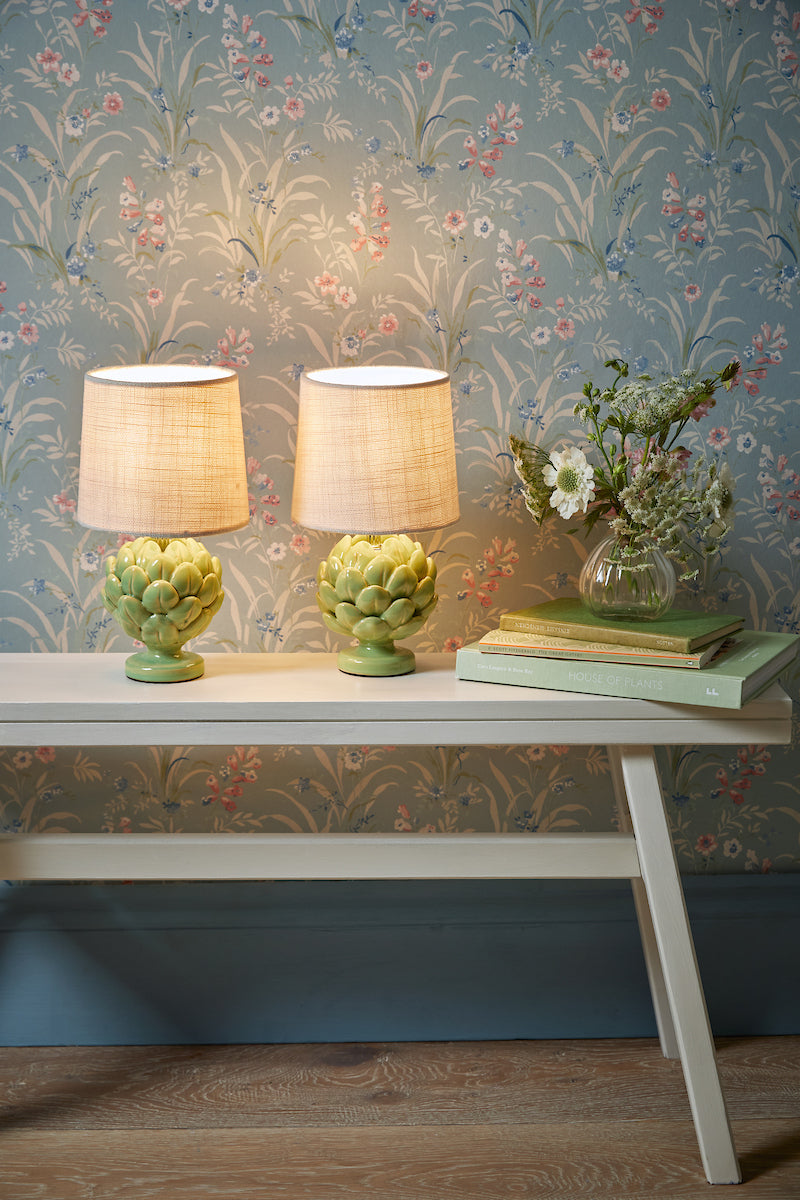 Laura Ashley Artichoke Twin Pack Table Lamp Green With Shade