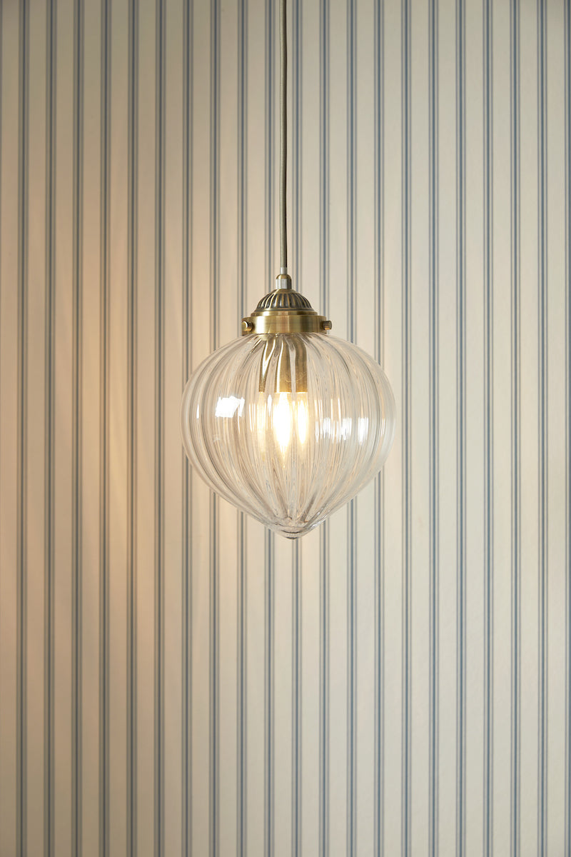 Laura Ashley Whitham Pendant Antique Brass and Glass