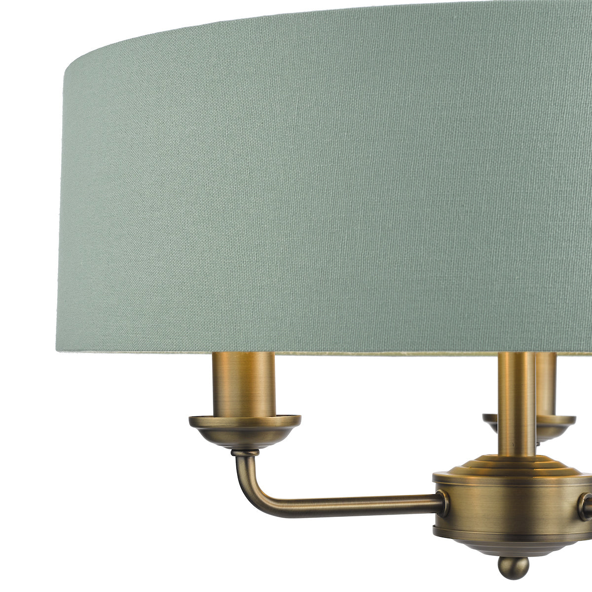 Laura Ashley Sorrento 3 Light Shadelier Matt Antique Brass and Green With Shade