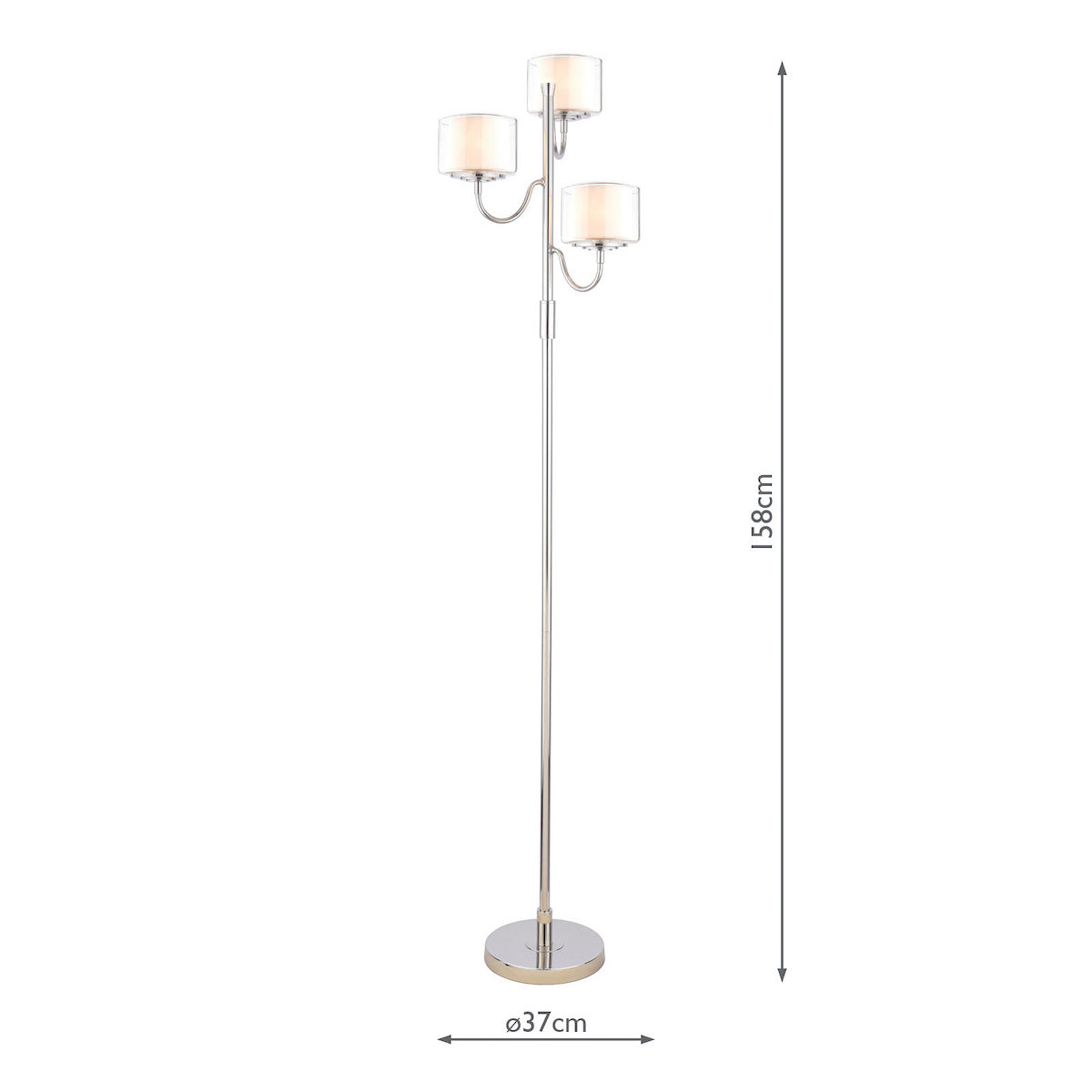 Laura Ashley Southwell 3 Light Floor Lamp Polished Nickel and Opal Glass