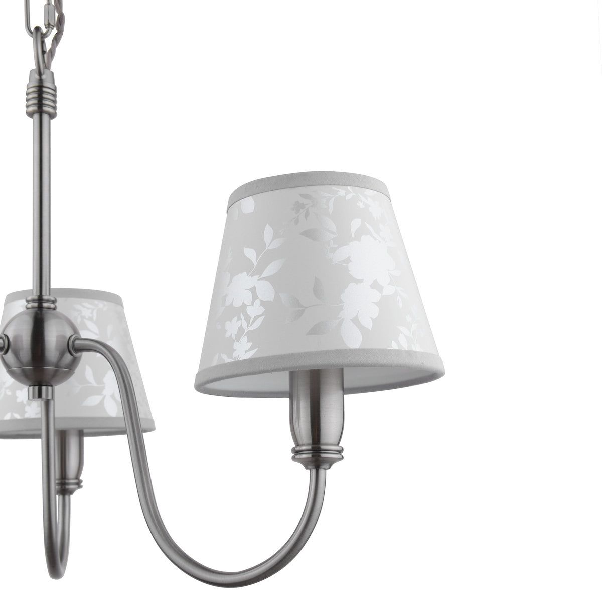 Laura Ashley Westbourne 3 Light Armed Pendant Polished Pewter With Shade