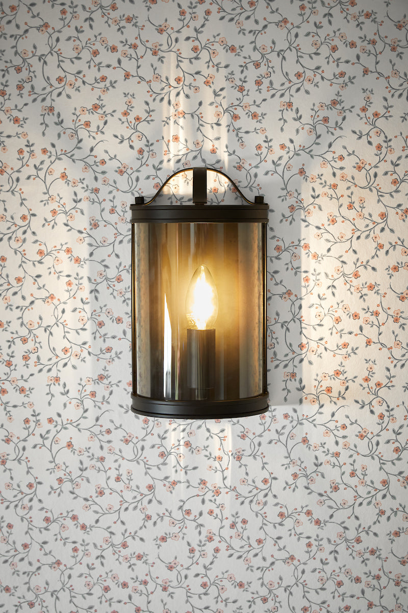 Laura Ashley Harrington Wall Light Matt Black and Glass