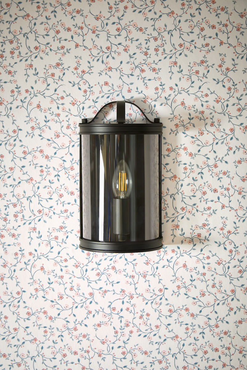 Laura Ashley Harrington Wall Light Matt Black and Glass