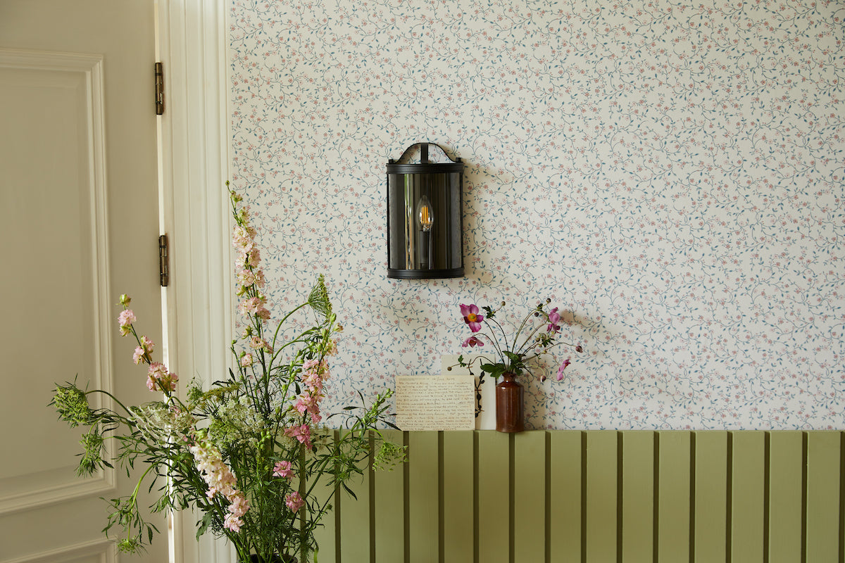 Laura Ashley Harrington Wall Light Matt Black and Glass