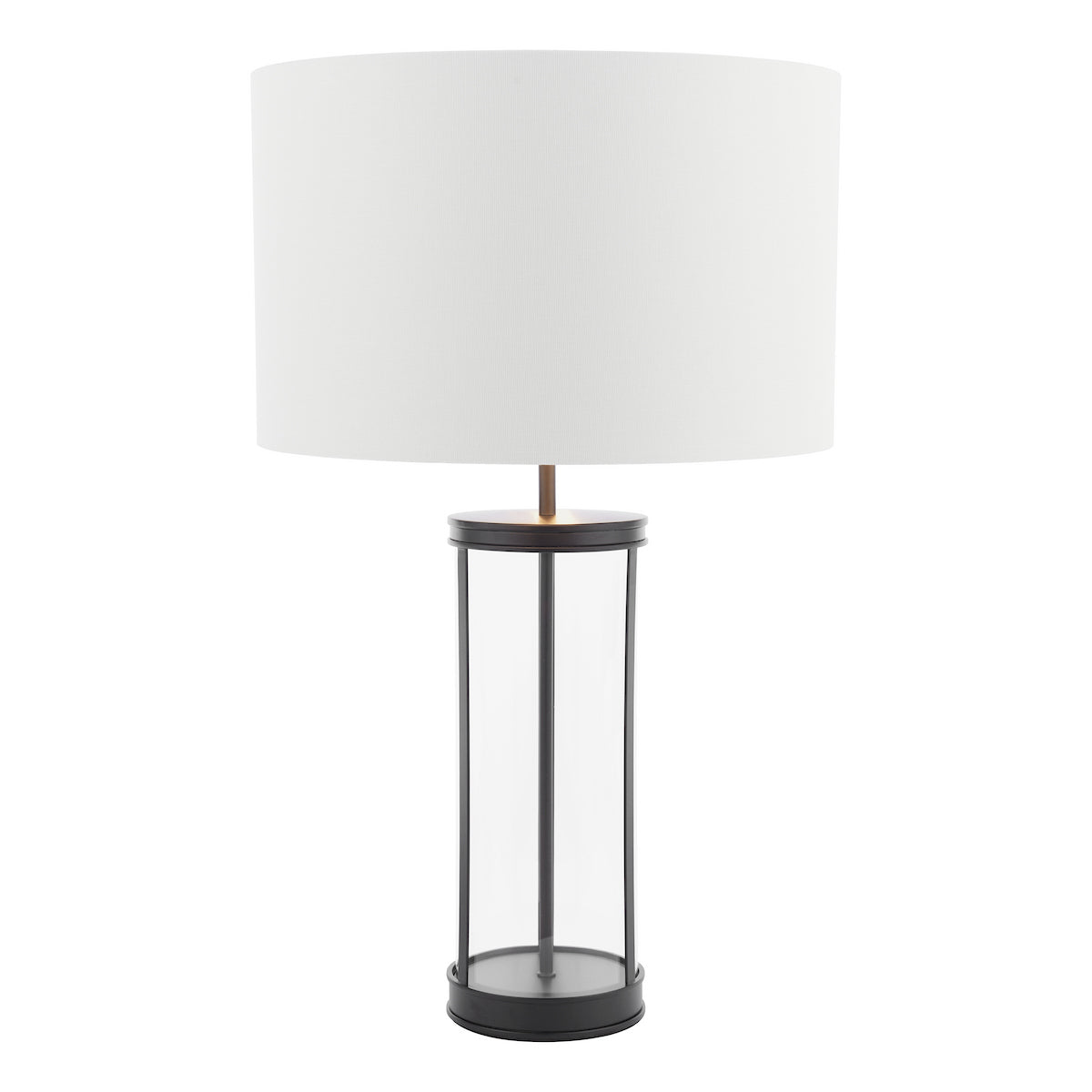Laura Ashley Harrington Large Table Lamp Matt Black and Glass With Shade