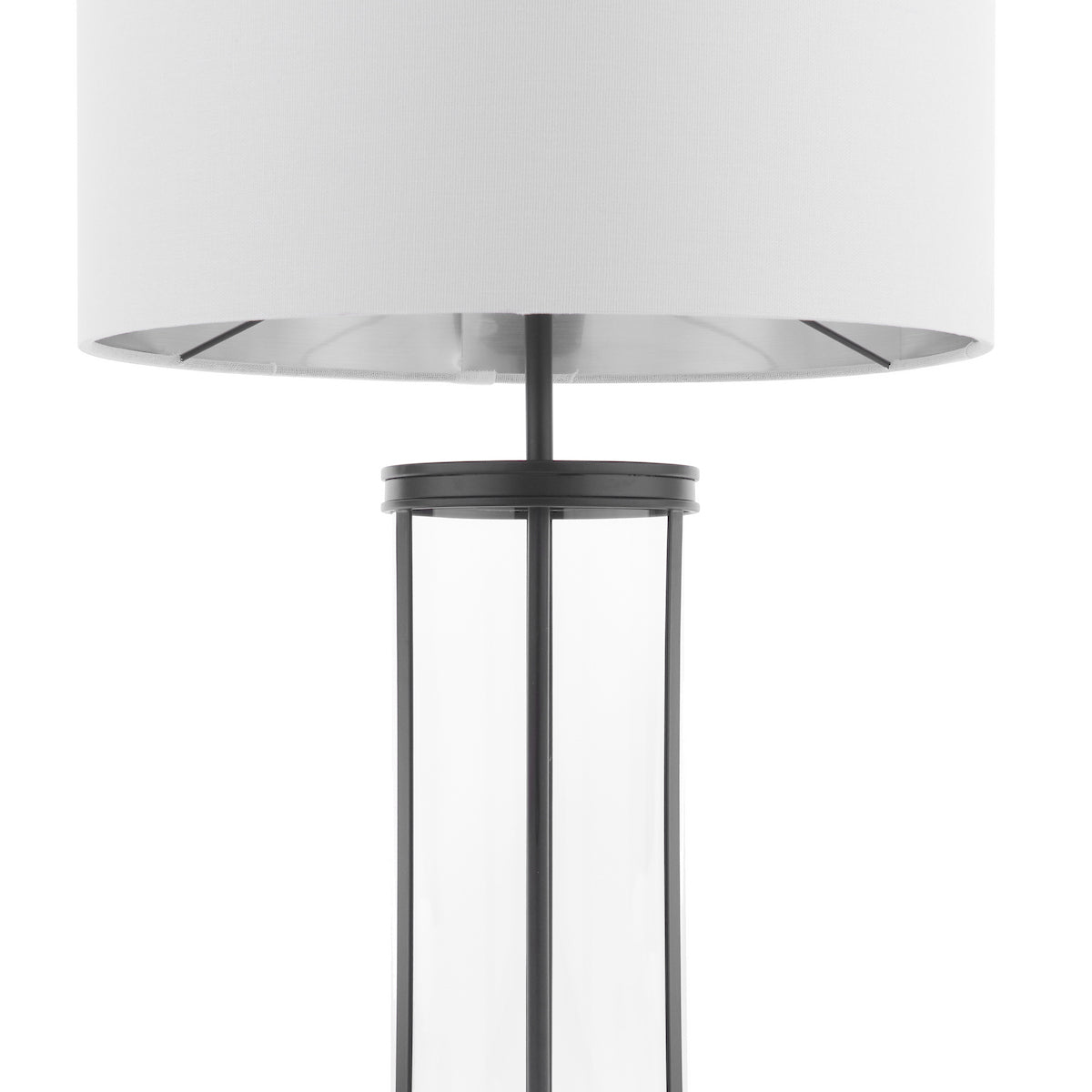 Laura Ashley Harrington Large Table Lamp Matt Black and Glass With Shade
