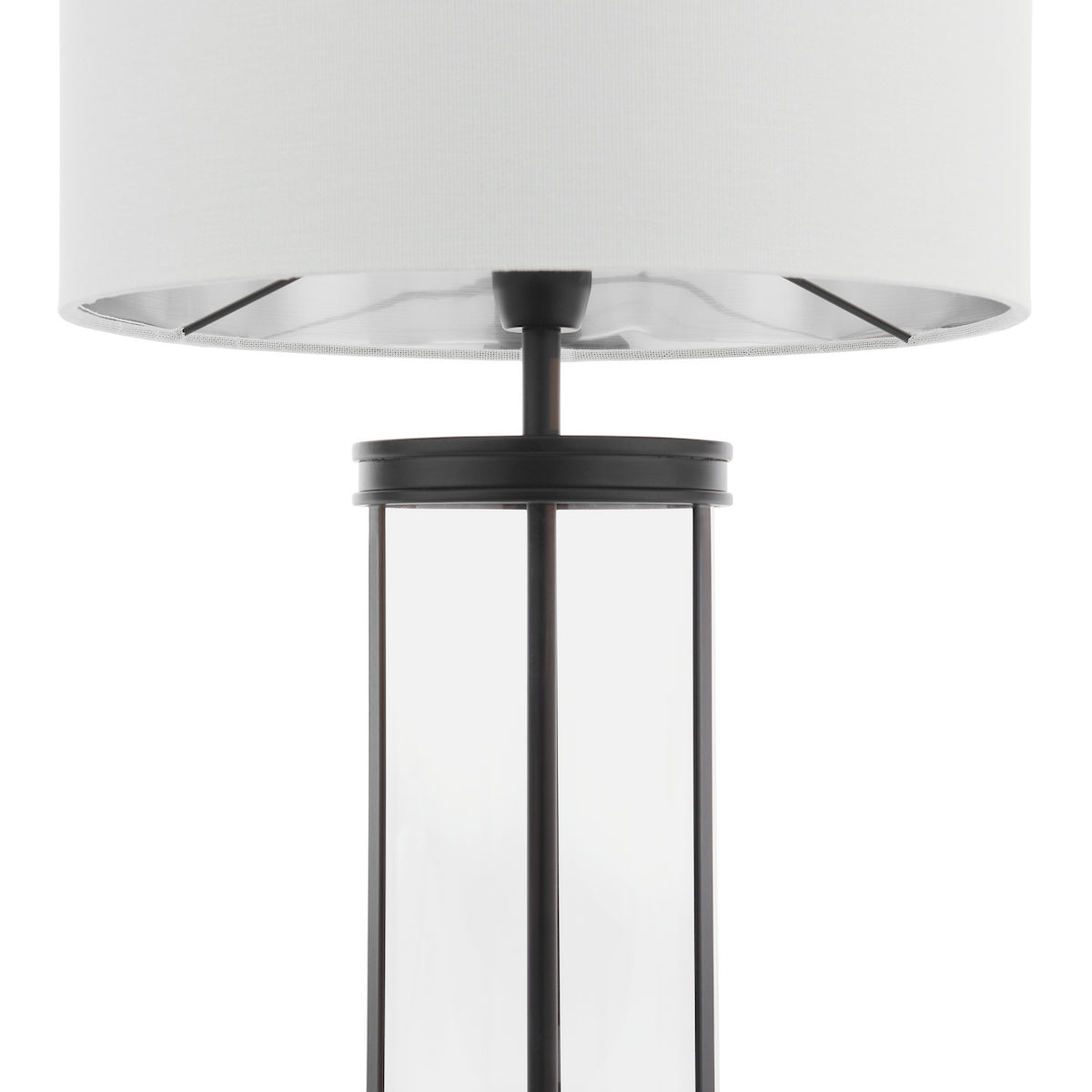 Laura Ashley Harrington Small Table Lamp Matt Black and Glass With Shade